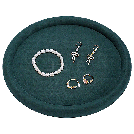 Round MDF Covered with Velvet Jewelry Organizer Display Trays ODIS-WH0099-224-1