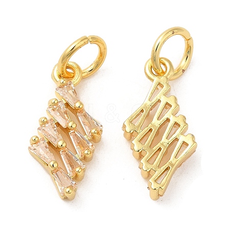 Rack Plating Brass Pave Clear Cubic Zirconia Pendants KK-Z026-07G-1