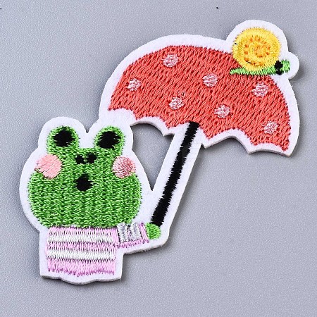 Frog with Umbrella Appliques DIY-S041-144-1