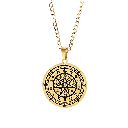 Stainless Steel 12 Constellation Moon Time Turner Pendant Twisted Chain Necklaces for Men IE4017-1-1