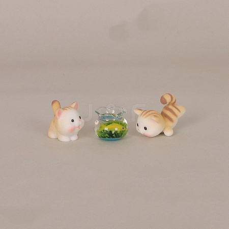 Resin Creative Cute Mini Funny Cat Ornament  Micro Landscape Dollhouses Garden Ornaments PW-WG18B77-02-1