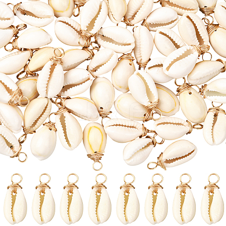 60Pcs Natural Cowrie Shell Dyed Pendants FIND-SC0020-75-1