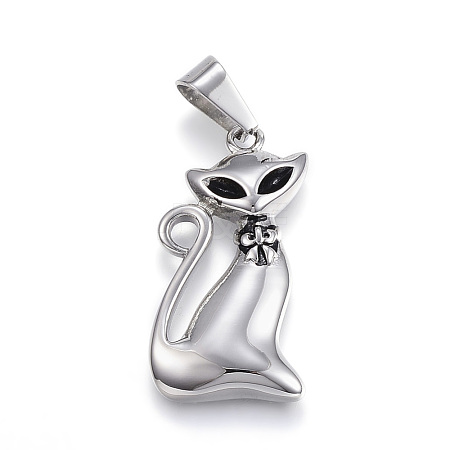 304 Stainless Steel Kitten Pendants STAS-G126-20AS-1