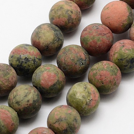 Natural Unakite Beads Strands G-D683-8mm-1