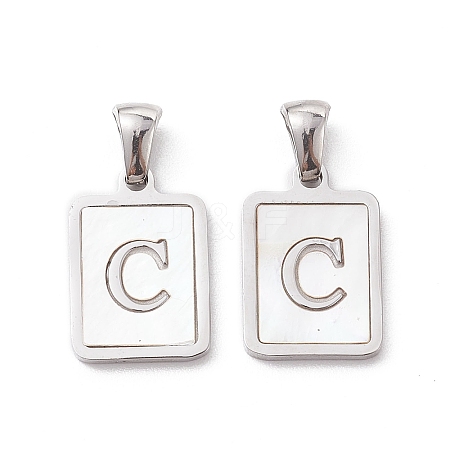 304 Stainless Steel Pave Shell Pendants STAS-G327-01P-C-1
