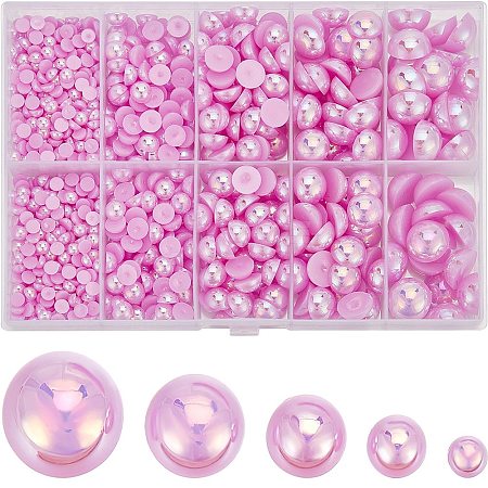 70G  5 Styles ABS Plastic Imitation Pearl Cabochons OACR-SC0001-45H-1