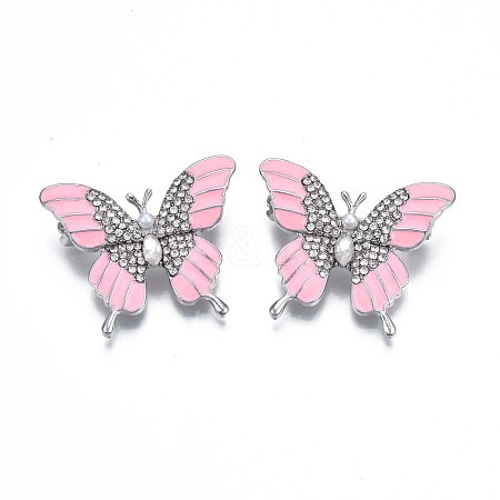 Butterfly Enamel Pin with Crystal Rhinestone JEWB-N007-105-1