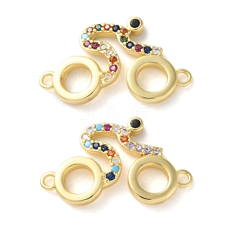 Rack Plating Brass Colorful Cubic Zirconia Bicycle Connector Charms KK-C084-17G-1