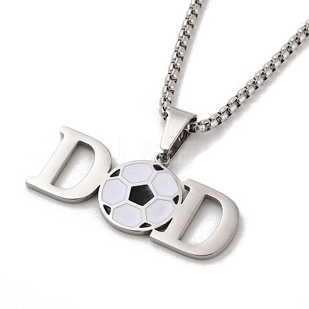 202 Stainless Steel Enamel Box Chain Sport Ball Pendant Necklaces for Men LS-NJEW-K380-01A-01-1