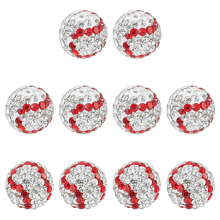 10Pcs Handmade Polymer Clay Rhinestone Beads CLAY-OC0001-13-1