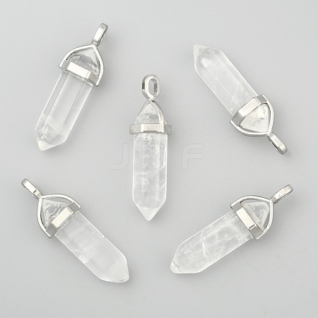 Natural Quartz Crystal Double Terminated Pointed Pendants X-G-F295-05P-1