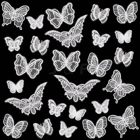 40Pcs 8 Styles Polyester Butterfly DIY-SP0006-25-1