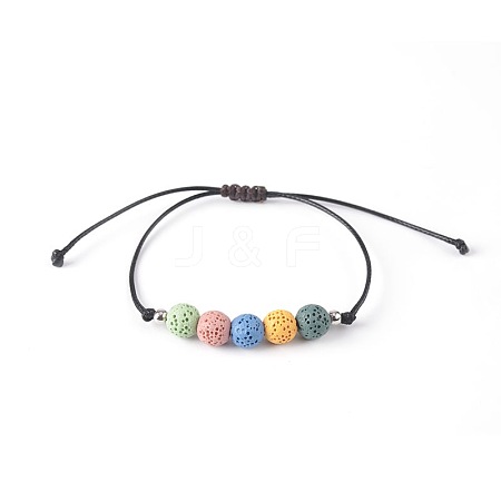 Bohemian Adjustable Handmade Dyed Natuarl Lava Rock Braided Bead Bracelets for Women RX0209-6-1
