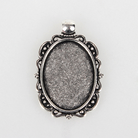 Vintage Tibetan Style Alloy Pendant Cabochon Bezel Settings X-TIBEP-O006-51AS-1