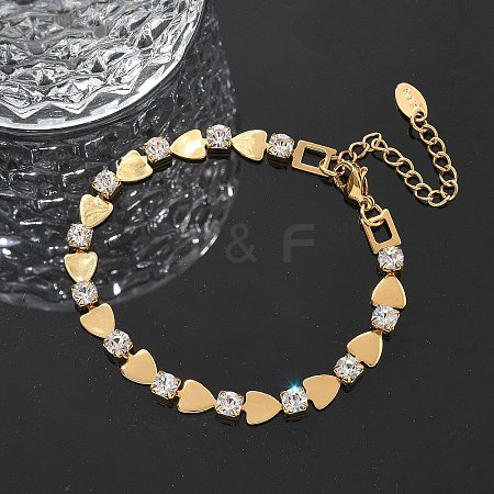 304 Stainless Steel Rhinestone Cup Chain Bracelets for Women BJEW-F488-26A-G-1