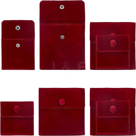 SUPERFINDINGS 8Pcs 2 Style Square Velvet Jewelry Bags TP-FH0001-01B-1