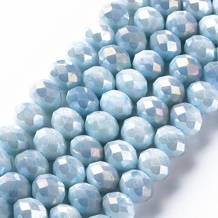 Opaque Baking Painted Glass Beads Strands EGLA-N006-006F-1