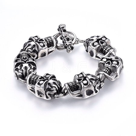 304 Stainless Steel Link Bracelets BJEW-L631-15AS-1