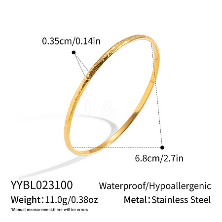3.5MM 304 Stainless Steel Vintage Textured Round Bangles for Women GG7668-2-1