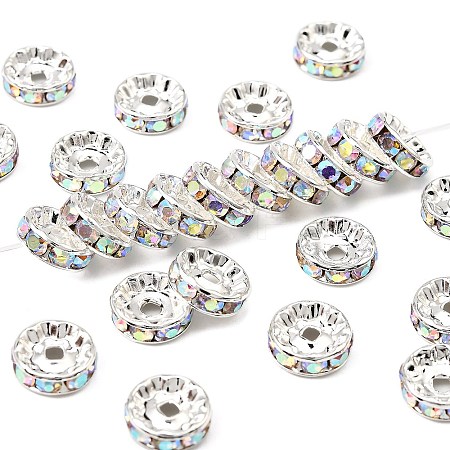 Brass Grade A Rhinestone Spacer Beads RSB039NF-02-1