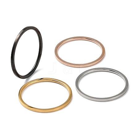 Ion Plating(IP) 304 Stainless Steel Simple Plain Band Finger Ring for Women Men RJEW-F152-05-1