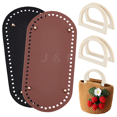 2Pcs 2 Colors Oval PU Leather Knitting Crochet Bags Nail Bottom Shaper Pads DIY-PH0029-30B-1