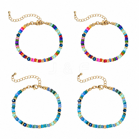 2 Colors Bohemian Dyed Natural Shell Heishi Beaded Bracelet Sets MF5991-2-1