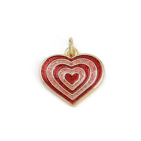 Valentine's Day Brass Red Enamel Pendants KK-D424-30A-G-1