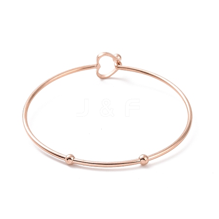 201 Stainless Steel Hollow Out Heart Bangle BJEW-P285-01RG-1