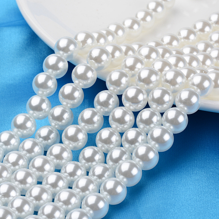 ABS Plastic Imitation Pearl Round Beads X-MACR-S789-8mm-01-1