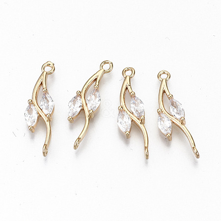 Brass Micro Pave Cubic Zirconia Links Connectors KK-S359-080-RS-1