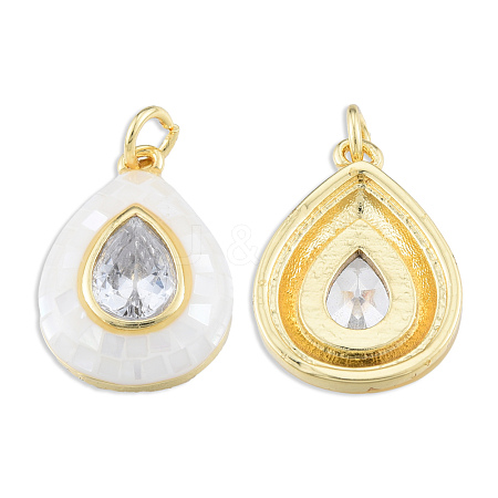 Brass Pave Clear Cubic Zirconia Pendants KK-N227-94D-1