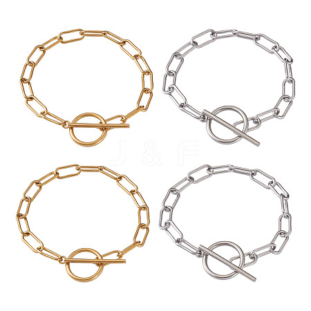 304 Stainless Steel Paperclip Chain Bracelets BJEW-TA0003-04-1