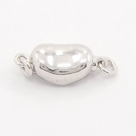 Anti-Tarnish Jewelry Necklace Clasps Rhodium Plated 925 Sterling Silver Box Clasps STER-M019-07S-1