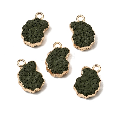 Dyed Synthetic Lava Rock Pendants G-P614-05G-10-1