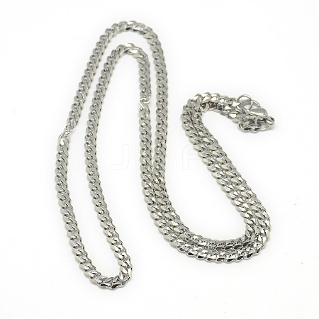 Tarnish Resistant Trendy Men's 201 Stainless Steel Curb Chain Necklaces NJEW-L043A-42P-1