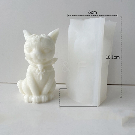 3D Egyptian Cat DIY Silicone Candle Molds PW-WG79989-02-1