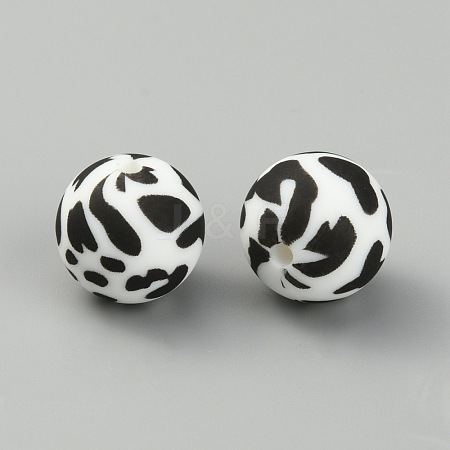 Leopar Print Pattern Silicone Beads SIL-TAC0003-06C-1