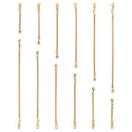 12Pcs 6 Styles 201 Stainless Steel & 304 Stainless Steel Box Chains Chain Extender FIND-UN00028-01-1