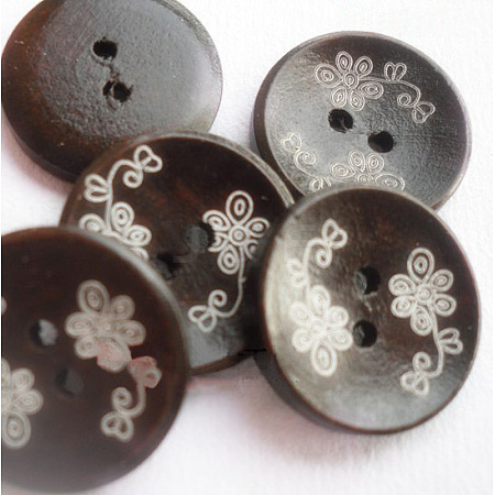 2-hole Flower Carved DIY Buttons FNA160J-1