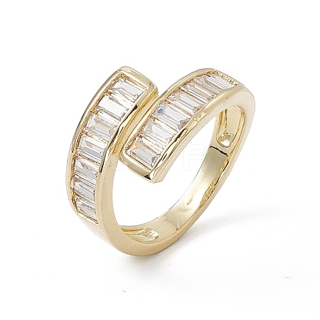 Clear Cubic Zirconia Rectangle Open Cuff Ring LS-RJEW-G276-10G-1