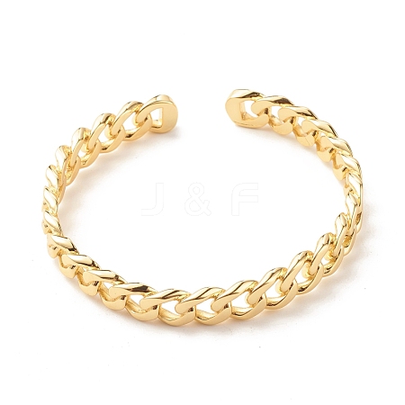 Brass Curb Chain Shape Open Cuff Bangle for Women BJEW-B054-38G-1