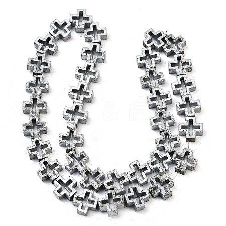 Electroplated Natural Lava Rock Beads Strands G-K388-02H-1