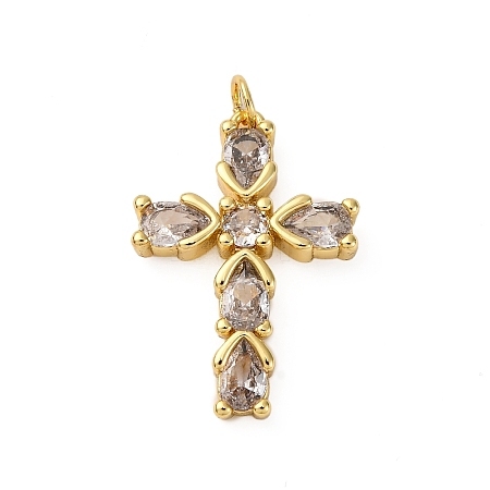 Brass Micro Pave Cubic Zirconia Pendants KK-P308-29G-1