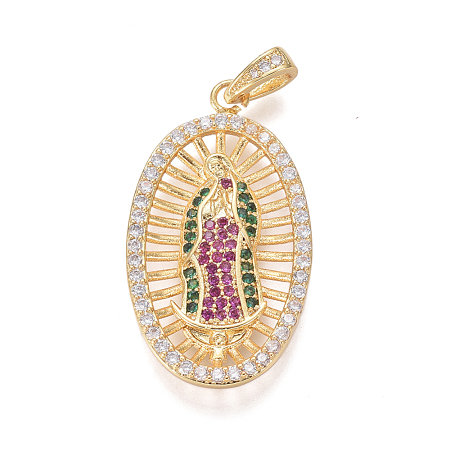 Religion Theme Brass Micro Pave Cubic Zirconia Pendants ZIRC-I032-71G-1