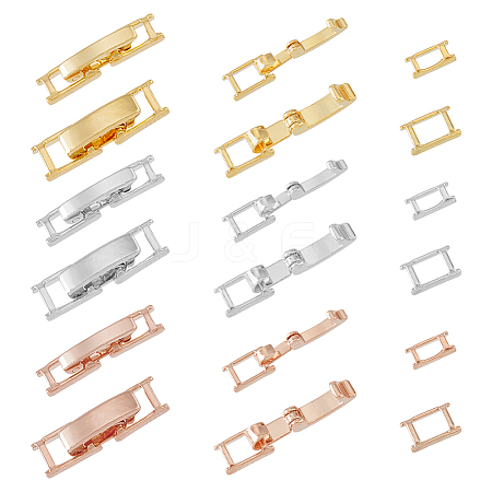 32Pcs 8 Styles Brass Fold Over Clasps KK-FH0007-56-1