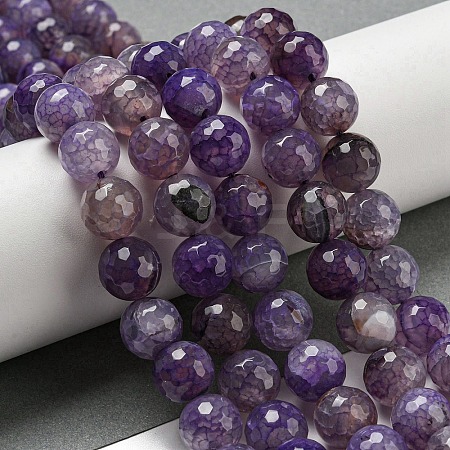 Faceted Natural Dragon Veins Agate Beads Strands X-G-F447-12mm-L04-1