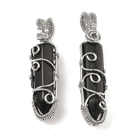 Natural Obsidian Pendants G-K338-28P-02-1