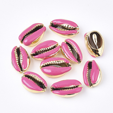 Electroplated Cowrie Shell Beads X-SSHEL-T008-11G-05-1