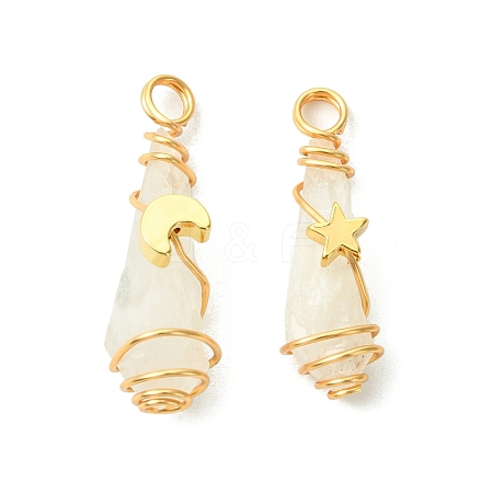 2Pcs Electroplated Natural Quartz Crystal Dyed Copper Wire Wrapped Pendants PALLOY-JF03163-01-1